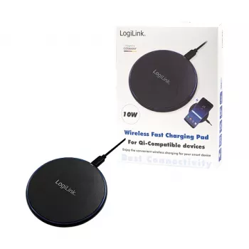 LogiLink draadloze tafel-snellader 10 W Qi laadpad zwart