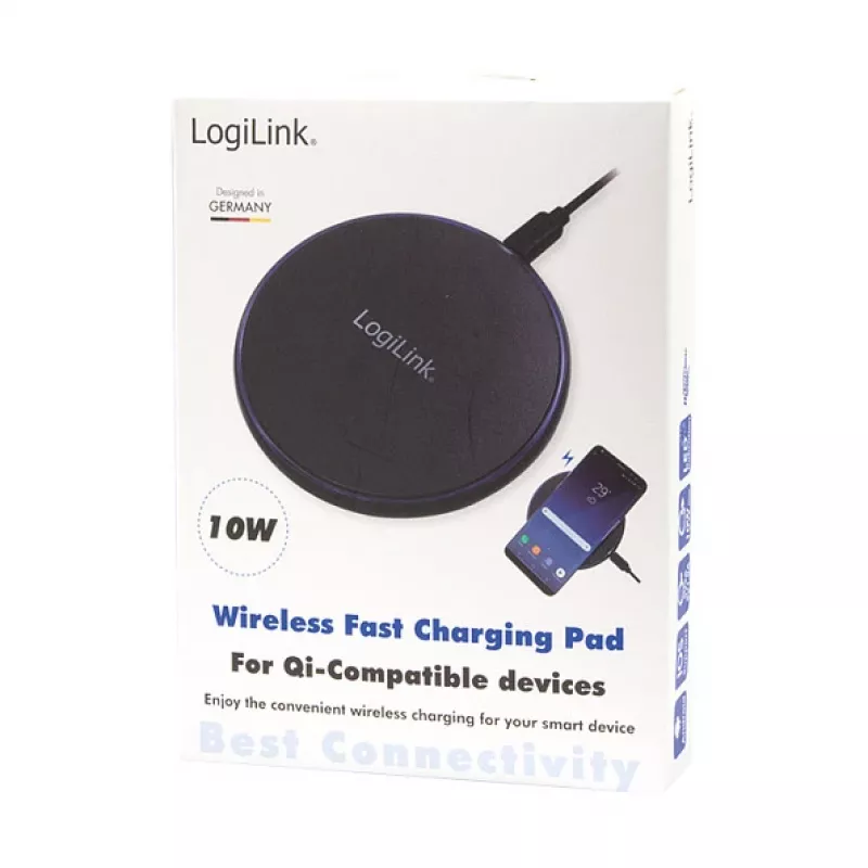 LogiLink draadloze tafel-snellader 10 W Qi laadpad zwart