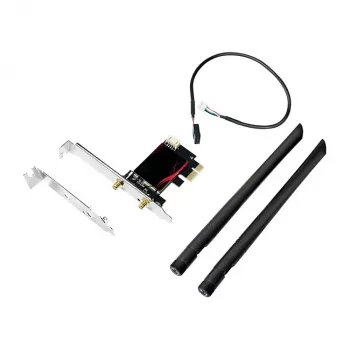 LogiLink WL0248 PCI-Express Wi-Fi 6E AX5400 Tri-band-kaart met Bluetooth 5.2, 2,4/5/6 GHz, 2x afneembare 5-dBi-antennes, Intel AX210, WPA3, Windows 10/11 & Linux