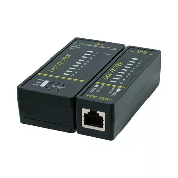 LOGILINK WZ0080 LAN-kabeltester & PoE-finder met magneet, zaklamp, achtergrondverlicht lcd, 300 m bereik