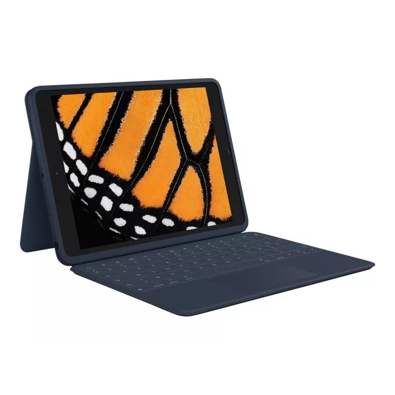 Logitech Rugged Combo 3 Touch for Education - Toetsenbord- en Folio-Case - met trackpad - Apple Smart Connector - AZERTY - Frans - Classic Blue - voor onderwijsinstellingen - voor Apple 10,2-inch iPad