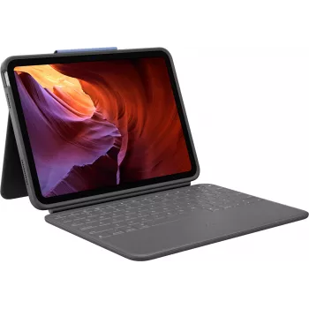 Logitech Rugged Folio met US International QWERTY-toetsenbord voor Apple iPad van de 10e generatie (A2696) - grafiet, MIL-STD-810G valbeveiliging