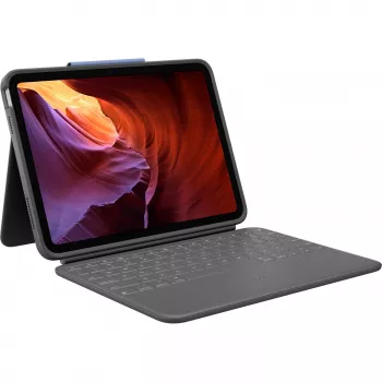 Logitech Rugged Folio met US International QWERTY-toetsenbord voor Apple iPad van de 10e generatie (A2696) - grafiet, MIL-STD-810G valbeveiliging
