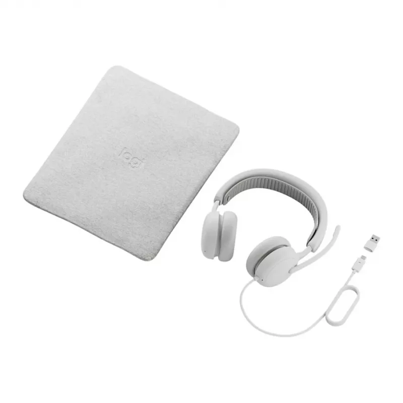 Logitech Zone Wired 2 on-ear USB-C headset met ruisonderdrukkende beugelmicrofoon, off-white