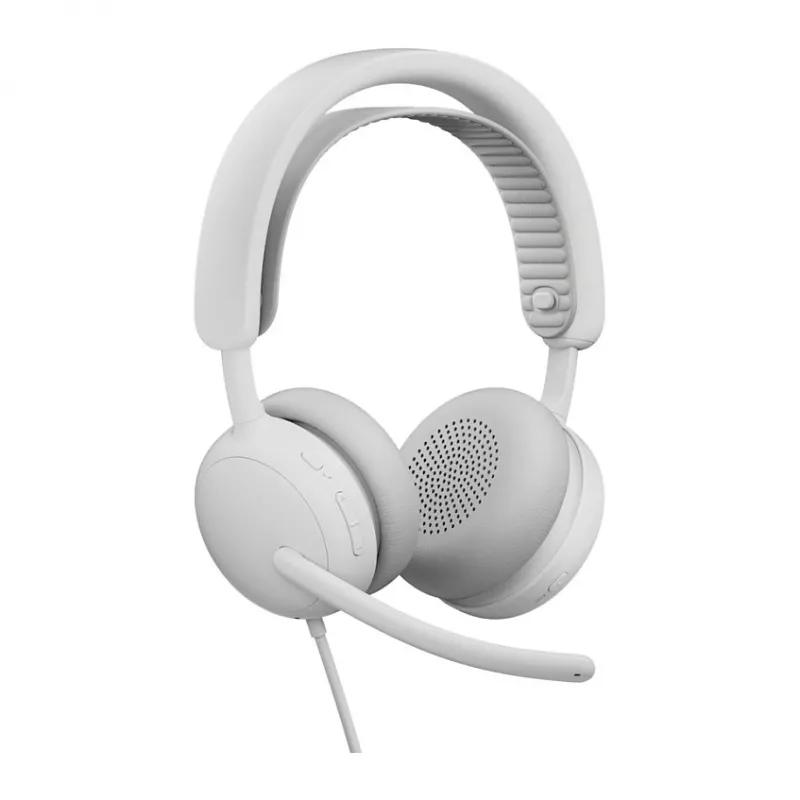 Logitech Zone Wired 2 on-ear USB-C headset met ruisonderdrukkende beugelmicrofoon, off-white