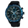 Lorus heren quartz analoog horloge RM337EX9 blauwe wijzerplaat bruin leren band 43mm