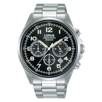 Lorus heren quartz chronograaf horloge RT303KX9 - 43mm edelstaal, zwarte wijzerplaat