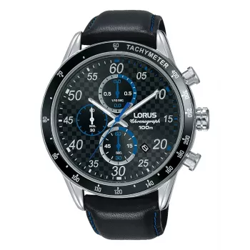 Lorus RM341EX9 heren quartz analoog horloge 45mm roestvrijstaal zwart siliconen