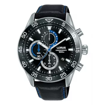 Lorus RM343FX9 heren analoog quartzhorloge 45mm RVS blauwe wijzerplaat