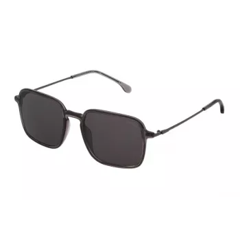 LOZZA MAN SL4214M546S9P zonnebril rechthoekig acetaat zwart montuur gepolariseerde grijze glazen UV400 54/20/145 mm