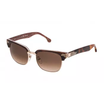 LOZZA SL2253M52300K unisex rechthoekige zonnebril - zwart acetaat montuur, grijze polycarbonaatglazen, UV400-bescherming