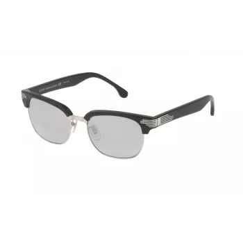 LOZZA SL2253M52579X unisex rechthoekige zonnebril - glanzend zwart acetaat frame, grijze gradient polycarbonaat glazen, 52 mm glasbreedte, 100% UV400-bescherming