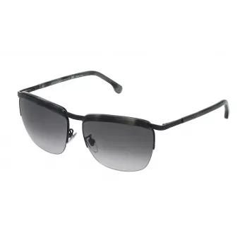 LOZZA SL2282M590531 unisex rechthoekige zonnebril Havana acetaat montuur grijze polycarbonaat glazen UV400 59mm