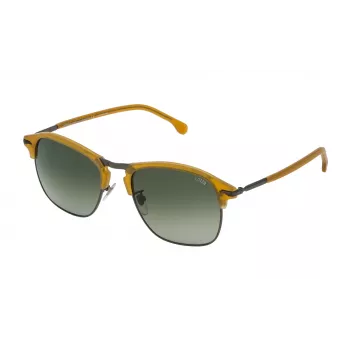 LOZZA SL2292M55627K heren rechthoekige zonnebril - zwart acetaat montuur, grijze polycarbonaat glazen, UV400-bescherming