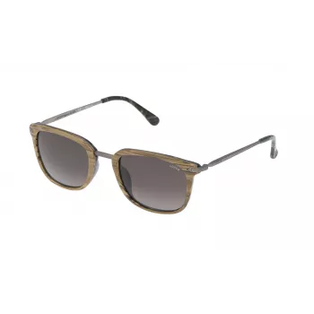 LOZZA SL4028M520ANB unisex rechthoekige zonnebril - zwart acetaat montuur, grijze polycarbonaat glazen, UV400-bescherming