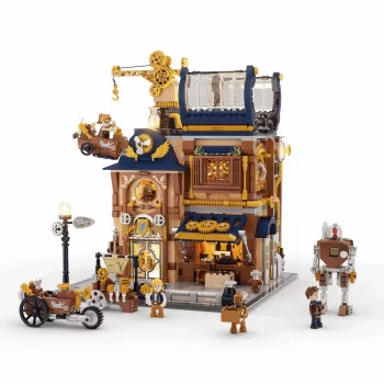 Lumibricks Steampunk Mechanical Workshop bouwsteenset met LED-verlichting - 2150 onderdelen