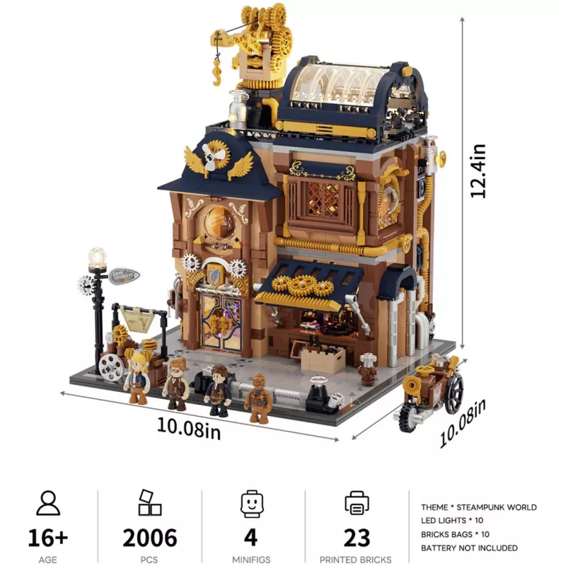 Lumibricks Steampunk Mechanical Workshop bouwsteenset met LED-verlichting - 2150 onderdelen