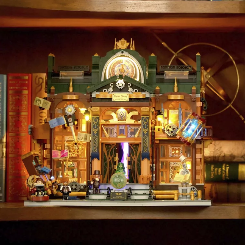 Lumibricks Steampunk Time Rift Library DIY miniatuur book nook bouwset