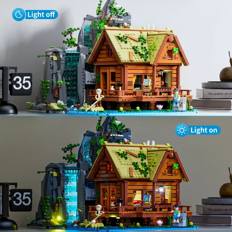 Lumibricks Waterfall Hut bouwstenenset met LED-verlichting