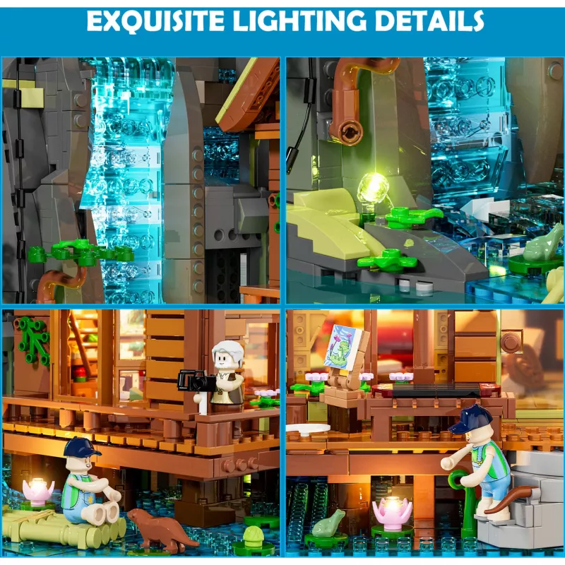 Lumibricks Waterfall Hut bouwstenenset met LED-verlichting