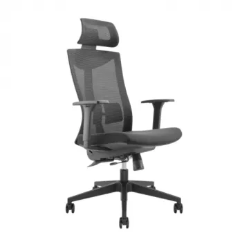 LUMIVIDA HS084721 ergonomische bureaustoel met verstelbare hoofdsteun en lendensteun, ademende mesh rugleuning, zwart