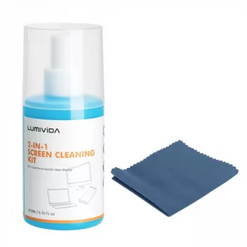 LUMIVIDA HS084912 beeldschermreinigingsset – 200 ml alcoholvrije spray, 20x20 cm microvezeldoek & zachte borstel voor LCD, LED, OLED, plasma, laptops, monitors, smartphones, tablets, camera's, brillen