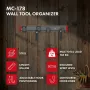 Maclean MC-178 wandgemonteerde stalen gereedschapsorganizer, 136 kg belasting, 816 mm breed, geperforeerd wandpaneel