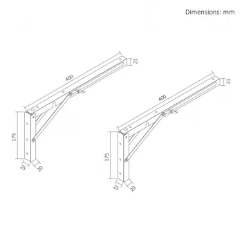 Maclean MC-195 opvouwbare wanddrager, 300-600 mm, max. 50 kg, 2 stuks