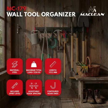 Maclean wand-gereedschapsbord van staal, max. belasting 228 kg, breedte 1222 mm, MC-179