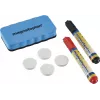 MAGNETOPLAN HOLTZ 37102 whiteboard-accessoireset – magnetische wisser, 4 magneten, 4 markers (zwart/rood)
