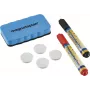 MAGNETOPLAN HOLTZ 37102 whiteboard-accessoireset – magnetische wisser, 4 magneten, 4 markers (zwart/rood)