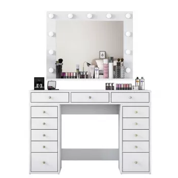 Kaptafel Kalune Design BJ119 - 2895 wit, houtvezelplaat, met LED-spiegel