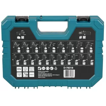 Makita 22-delige universele borenset met HSS-R, steenboren, houtboren en schroefbits, 6 mm