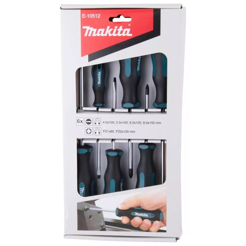 Makita E-10512 schroevendraaierset, 6-delig (sleuf/Pozidriv)