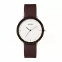 MAM MAM628 unisex horloge 39mm teakhouten kast zwarte leren band