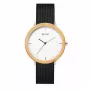 MAM MAM687 unisex 39mm teakhouten horloge met zwart leren band