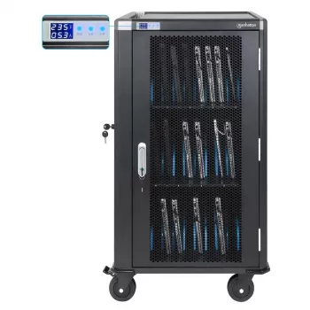 Manhattan 30-vaks laptop-laadwagen/-trolley via AC-adapter (EU) - afsluitbare stalen kast, 220-240V, 2300W, CEE 7/7-stekker, 3m kabel, 4 wielen