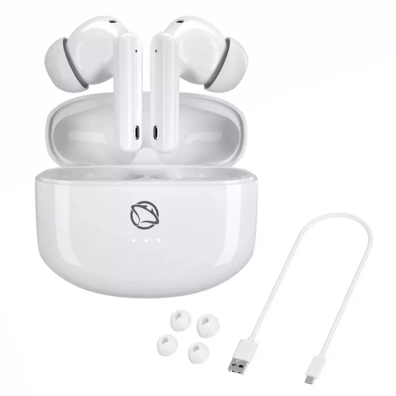 Manta MTWS008W Rytmo White True Wireless Bluetooth 5.0-oordopjes met oplaadcase