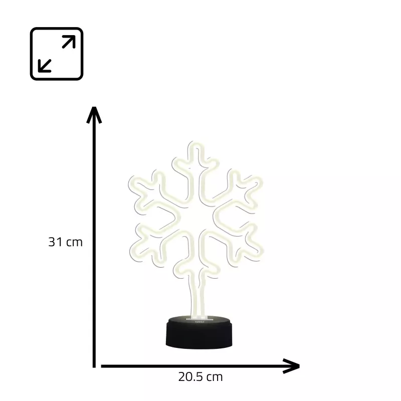 Manta SNL84WH LED-sneeuwvlok decoratielamp, koelwit, op batterijen, hangend, kunststof, wit, 200 mm