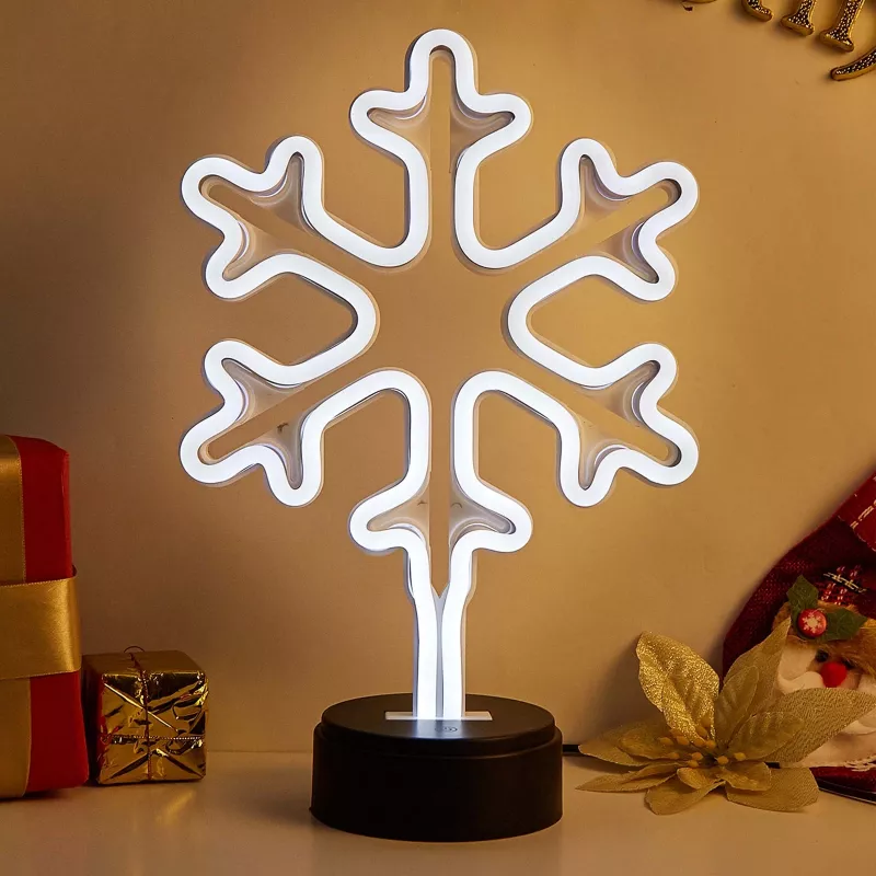 Manta SNL84WH LED-sneeuwvlok decoratielamp, koelwit, op batterijen, hangend, kunststof, wit, 200 mm