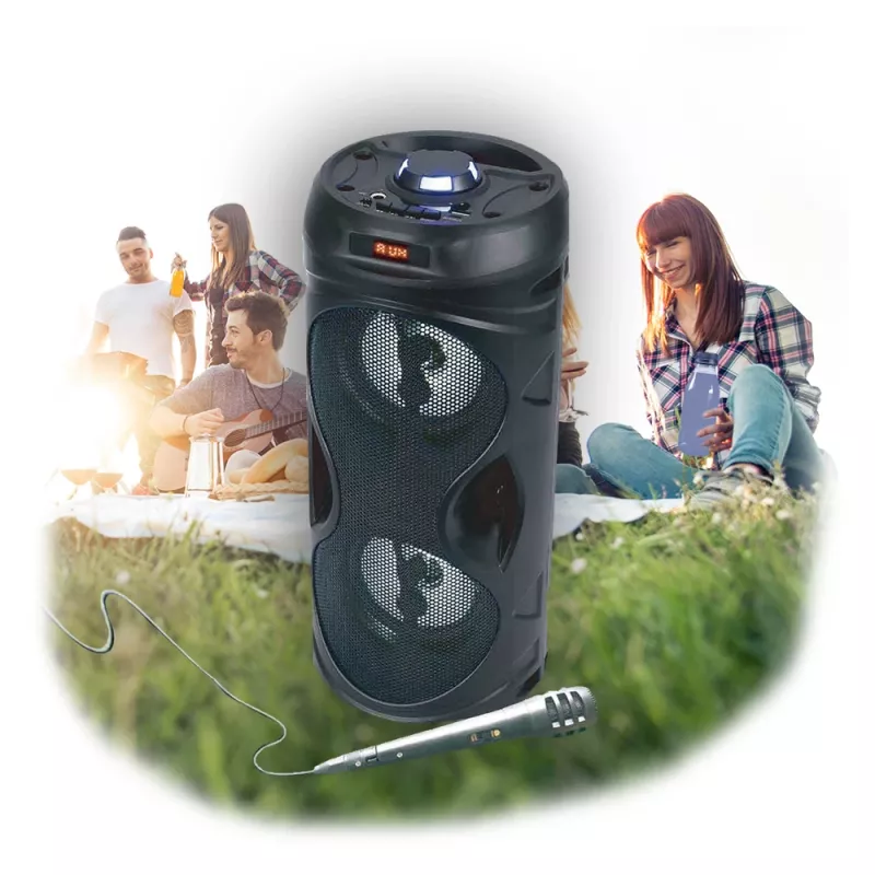 Manta SPK815 draagbare Bluetooth-partyluidspreker met karaoke, 30W RMS, disco-led, FM-radio, USB/SD/AUX