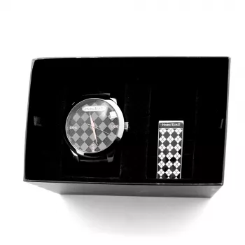 MARC ECKO heren polshorloge E11591G1 - 45 mm quartz analoog zwarte wijzerplaat zilveren band