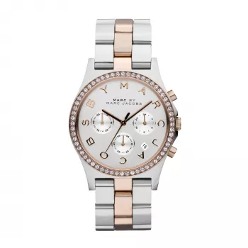 MARC JACOBS Dameshorloge MBM3106 Baker quartz analoog 38mm tweekleurig RVS