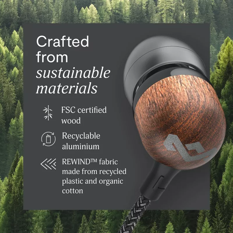 Marley Smile Jamaica Bedrade Oordopjes met ingebouwde microfoon, USB-C – Signature Black