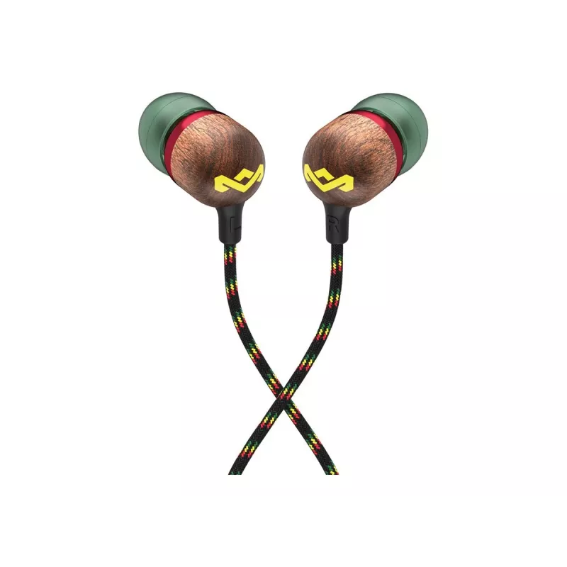 Marley Smile Jamaica in-ear bedrade oordopjes met microfoon en USB-C, 9-mm-drivers – Rasta (EM-JE042-RA)