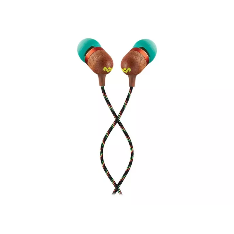 Marley Smile Jamaica in-ear bedrade oordopjes met microfoon en USB-C, 9-mm-drivers – Rasta (EM-JE042-RA)
