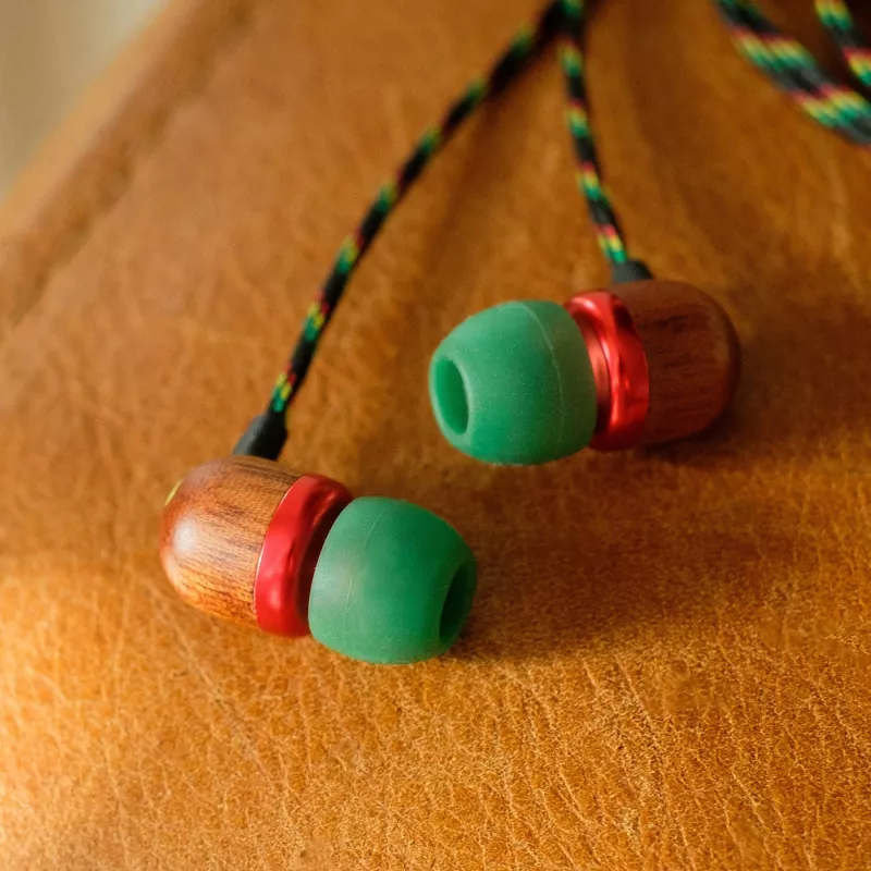 Marley Smile Jamaica in-ear bedrade oordopjes met microfoon en USB-C, 9-mm-drivers – Rasta (EM-JE042-RA)