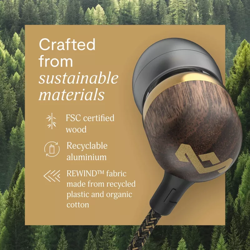 Marley Smile Jamaica bedrade oordopjes met microfoon, USB Type-C, messing