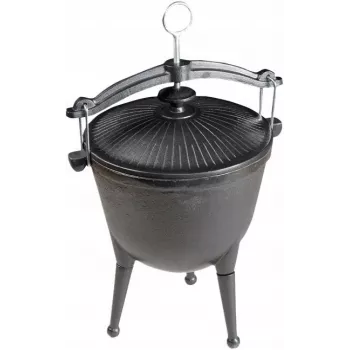 MASTER GRILL gietijzeren jachtketel MG629 – 8L, voorgeseasoned, voor kampvuur en outdoor koken