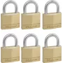 Master Lock 140EURSIX 6-pack gelijksluitende hangsloten 22mm messing lichaam